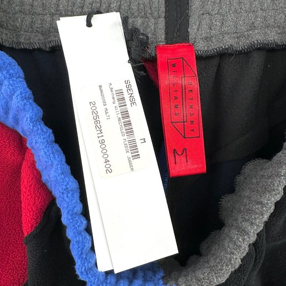 NWT Bethany Williams AW20 Multicolor "NRPF" Recycled Fleece Joggers sz M - Picture 6 of 8